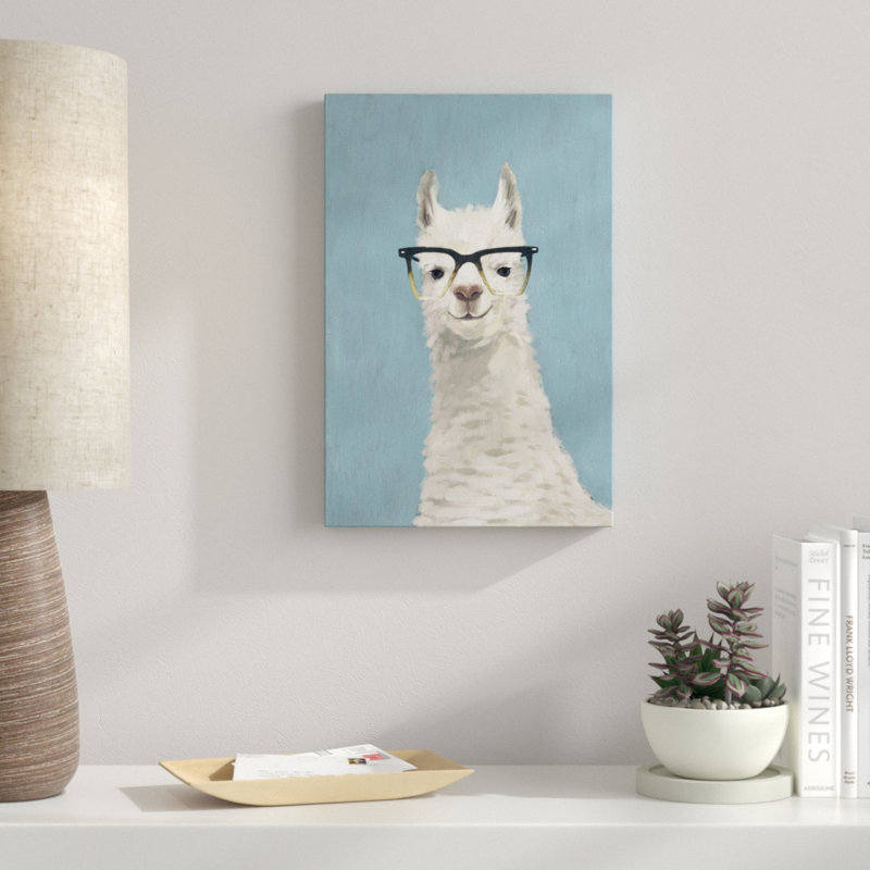 «Llama Specs II», peinture sur toile, H 18 po x l 12 po, Toile tendue