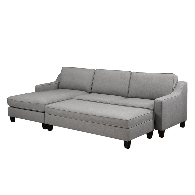 Canapé modulaire avec repose-pieds Mila, gris, Orienté à gauche (vu de face)