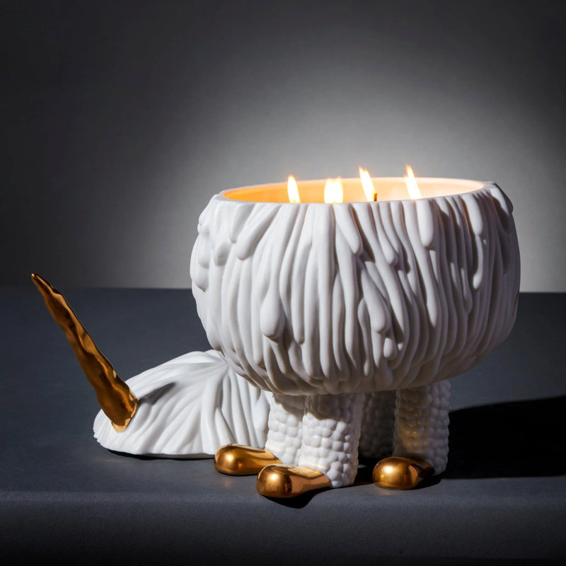 Haas Mojave Unicorn Candle 4-Wick White+Gold