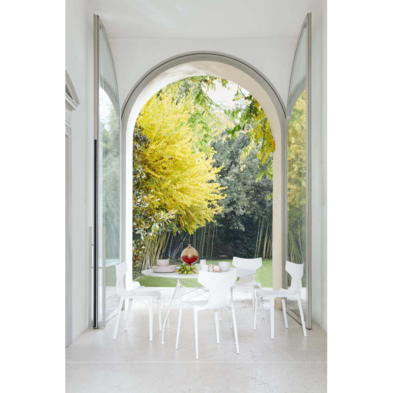 Table ronde d'extérieur brillante, Blanc