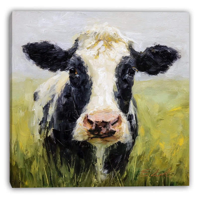 «Curious Cow», art mural sur toile tendue, H 20 po x l 20 po