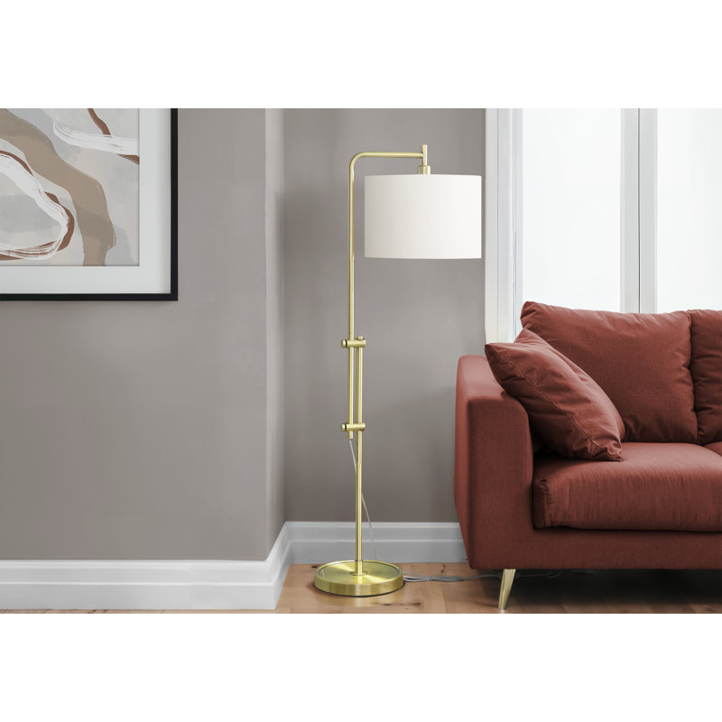 Contemporary Brass Metal Floor Lamp, 63" H, With Ivory Cream Shade | Gift Idea