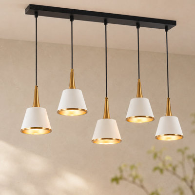 Suspension lumineuse linéaire moderne à 5 lumières Kennesaw 32 po W avec variateur pour îlot de cuisine
