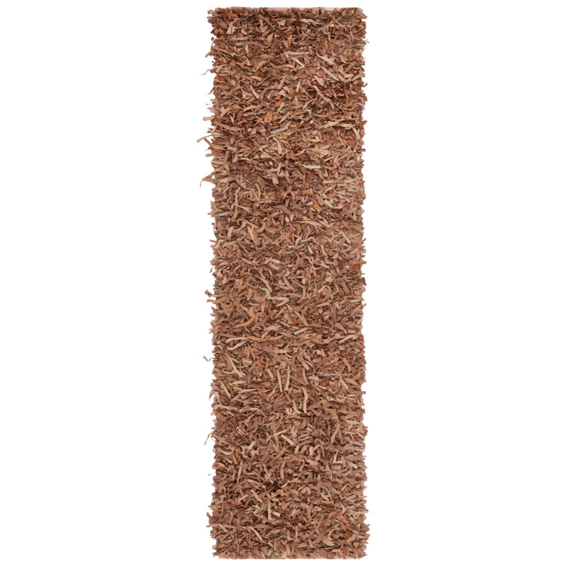 Tapis doré à poils longs Assar, Tapis de couloir 2 pi 3 po x 8 pi