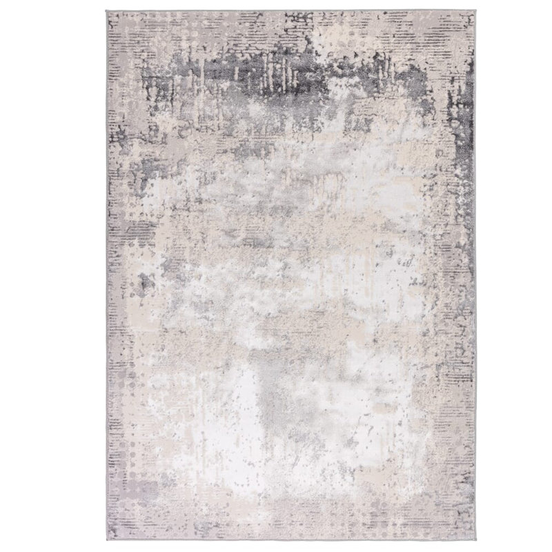 Anandita Abstract Grey/Cream Area Rug, Rectangle 160 x 220 cm