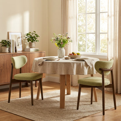 Mid-Century Dining Chair with Solid Wood Legs & Built-in Handle