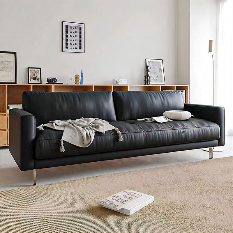 Canapé moderne en cuir noir une pièce pour le salon, 36.61"H*70.87"W*37.4"D