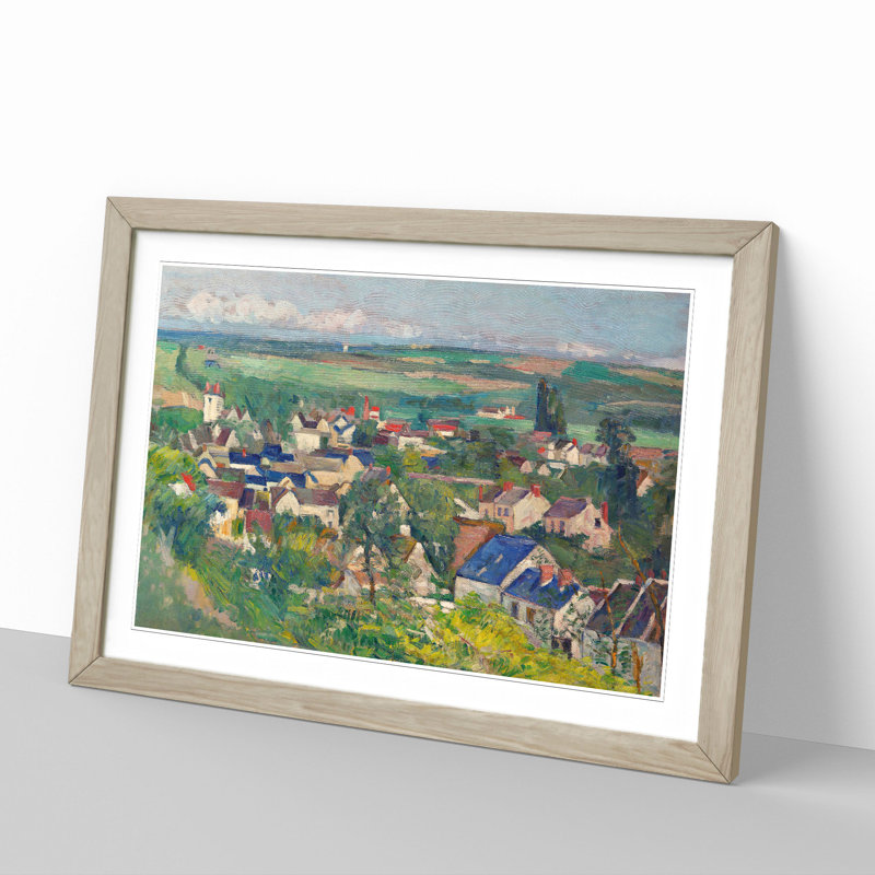 View of Auvers by Paul Cezanne - Picture Frame Painting, 36cm H x 48cm W x 2cm D, Oak