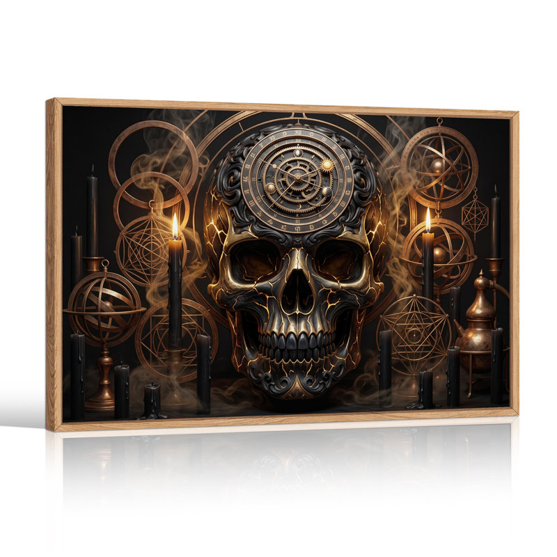«Steampunk crâne avec horloge céleste», H 18 po x l 24 po