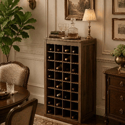 32-Bottle Freestanding Wine Rack Cabinet