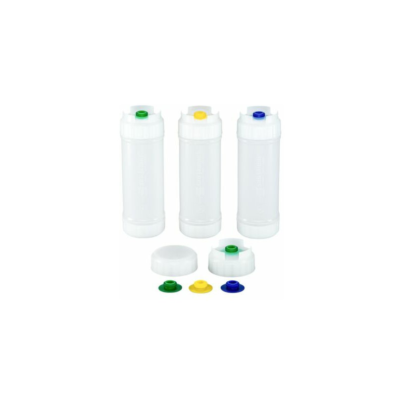Bouteille en plastique avec soupape moyenne pour sauces épaisses et relish, 16 onces, blanc