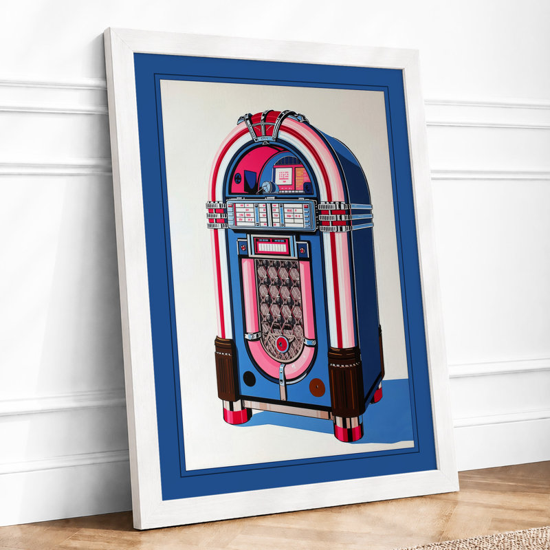 Jukebox Retro - Framed Print, A3 - 42.0 x 29.7 cm, White