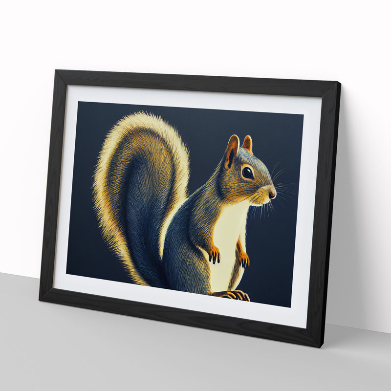Lovely Squirrel - Single Picture Frame Print, Black, 46cm H x 64cm W
