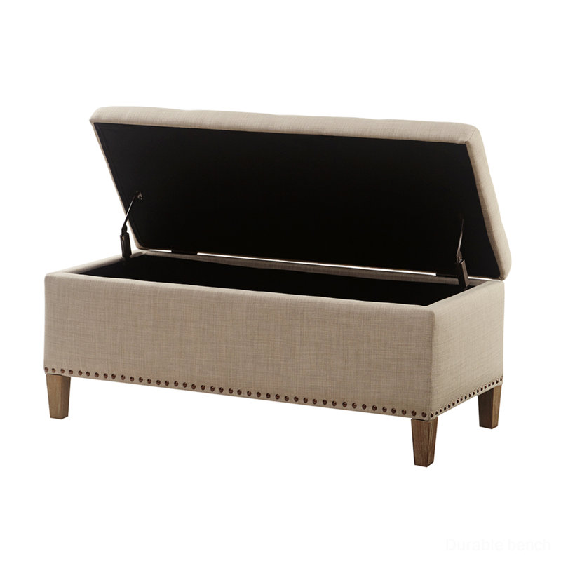 Banc de rangement rembourré en polyester Yanlin, Gris clair
