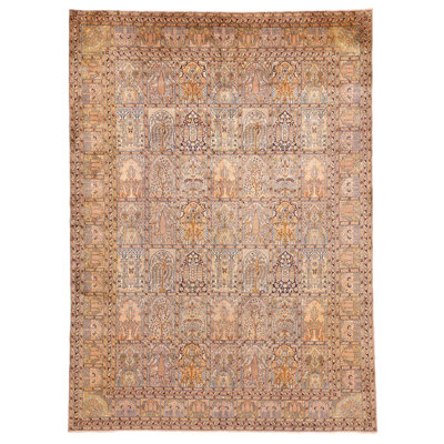 Tapis crème, bleu clair Kashmir 8 pi 8 po x 11 pi 11 po