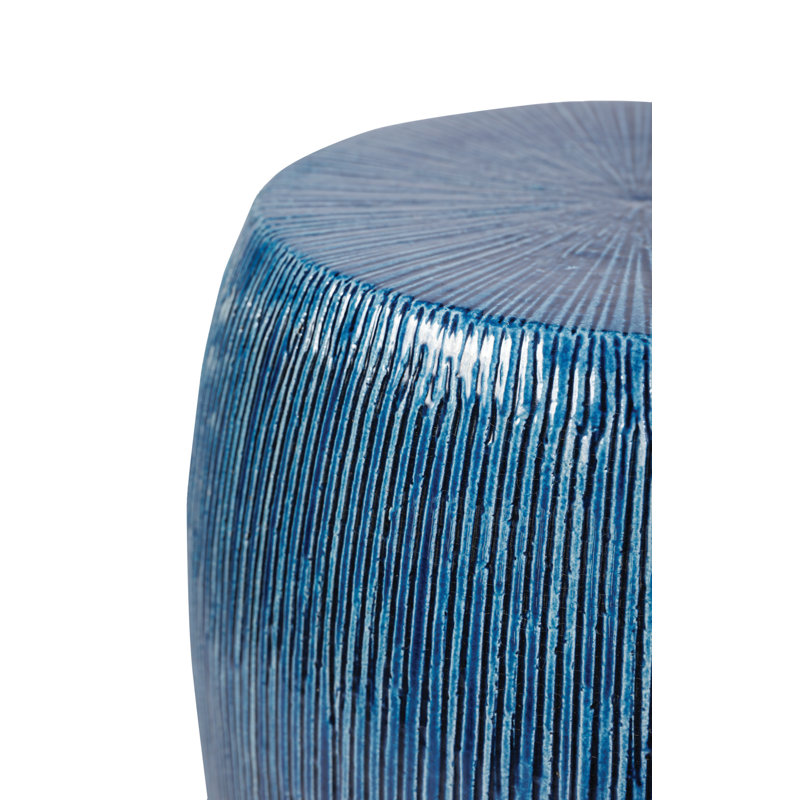Ceramics Accent Stool, Denim Texture Gloss