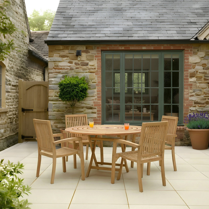 Anna Round Teak Folding Outdoor Dining Table , 100cm cm W 100cm cm D