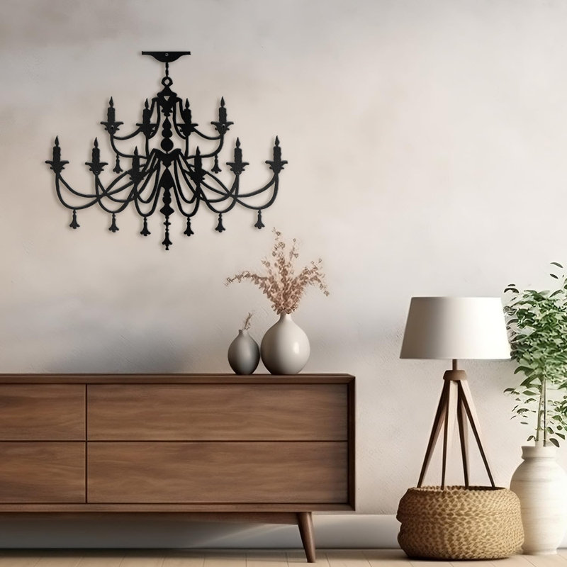 Décoration murale en métal, H 20 po x l 24 po x P 0,05 po, Noir