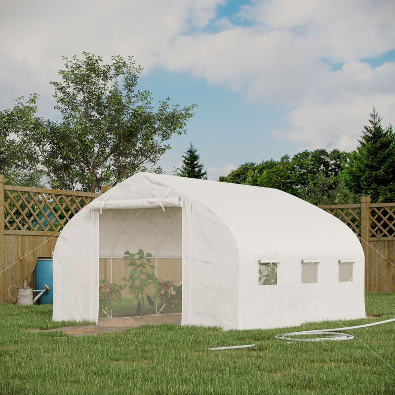 Outsunny 11.5' X 10' X 6.5' Walk-In Tunnel Greenhouse, House With Zippered Mesh Door, 7 Mesh Windows & Roll-Up Sidewalls, Upgraded Gardening Plant Hot House With Galvanized Steel Hoops, 