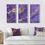 Or et mauve marbré ondulé Texture I - ensemble de 3 reproductions sur toile-406665458-406665459