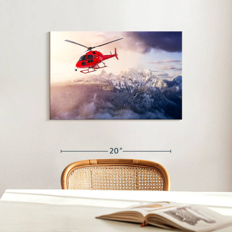 Mehar Flying Red Helicopter, 16" H x 24" W