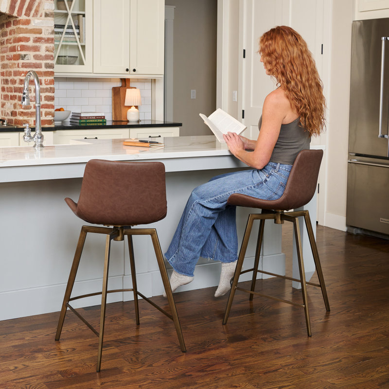 Maven Lane Victor Stool with Faux Leather Upholstery, Counter Stool (25.9" Seat Height)