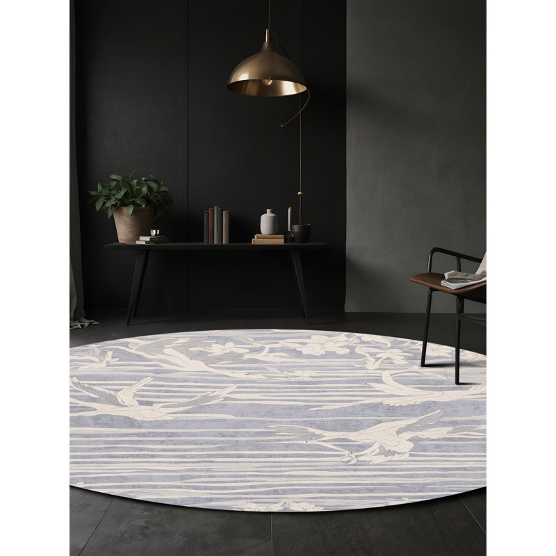 Machine Washable Beige Area Rug, Round 6'
