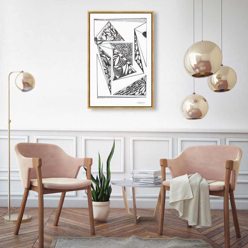 Manuel Roman - Pages Graphic Art Canvas, 16"H x 11"W, Gold Floater Frame