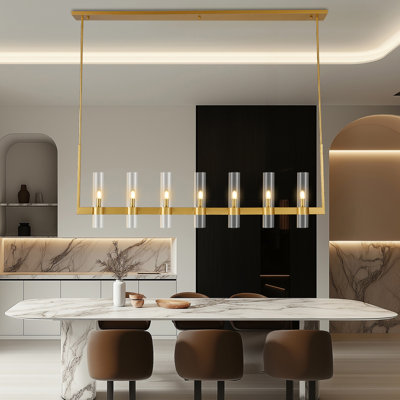 7-Light Dimmable Linear Kitchen/Island Chandelier