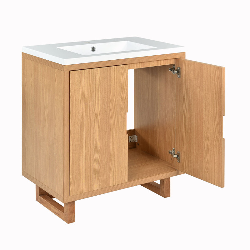 Jantinus Single Bathroom Vanity with Resin Top, Natural