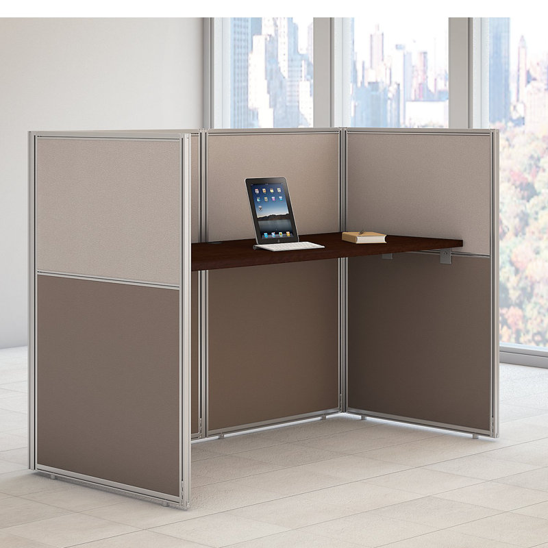 Bush Business Furniture Easy Office 60W Cubicle Desk Workstation with 45H Closed Panels, Mocha Cherry