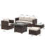 Ensemble de conversation modulaire d'extérieur en osier / rotin 5 personnes (entièrement assemblé) avec coussins et table de foyer en aluminium Baecher-1061933096-973995587