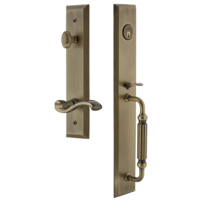 Fifth Avenue Handleset with Deadbolt and Portofino Door Lever and Rosette