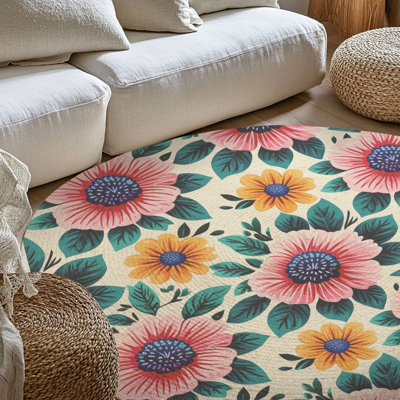Tapis tressé Blossom Wave, Rond 5 pi