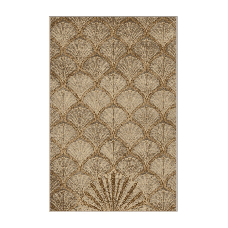 Soft Plush Etzel New Years Modern & Contemporary Abstract Area Rug in Brown – Beige Binding, 6x9
