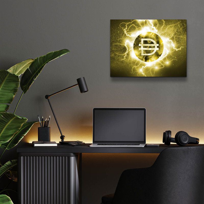 Crypto Eclipse Dai ', art mural en verre acrylique, H 12 po x l 16 po x P 0,13 po