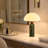  Natural Stone Table Lamp, Mid-Century Modern Dome Mushroom Lamp With Green Travertine Base And Frosted Glass Shade, Minimalist Bedside Nightstand Light For Bedroom, Living Room 14.5" Height-994141819