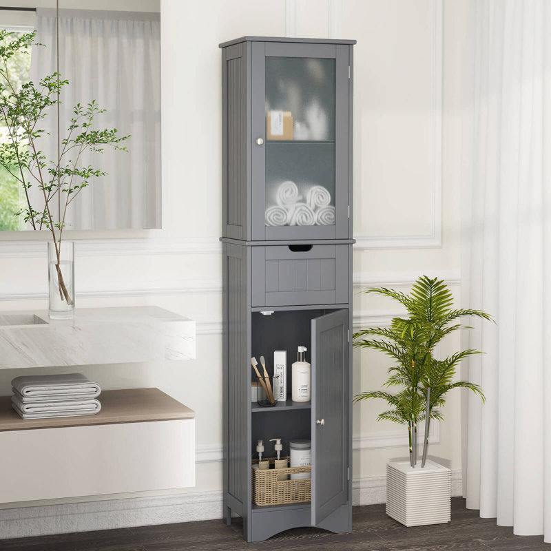 Armoire à linge autoportante Ajdina, Gris