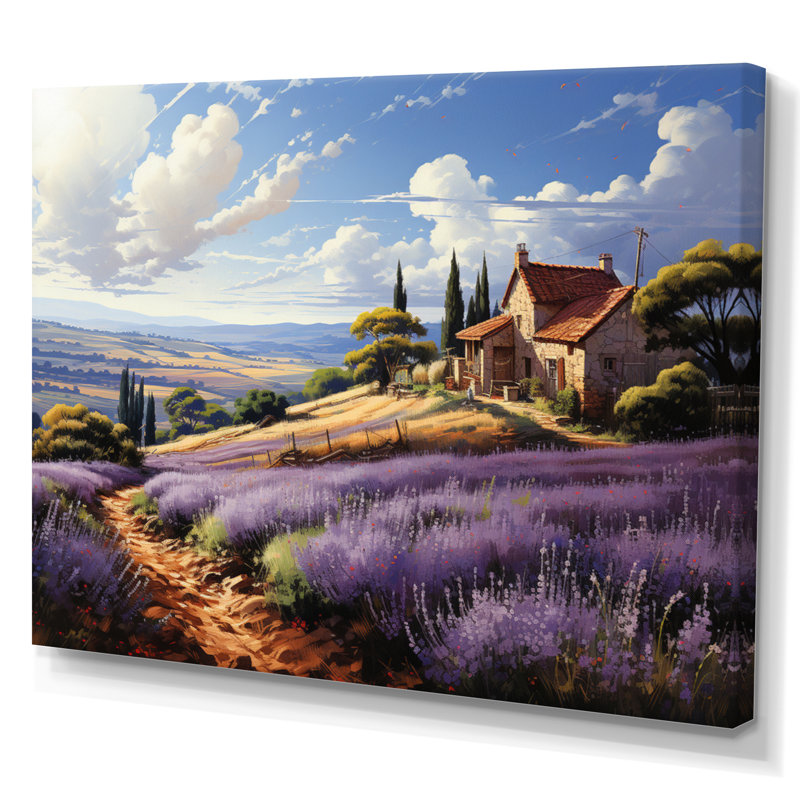 Country Charm Lavender Fields, reproduction d'art sur toile, H 34 po x l 44 po, Toile tendue