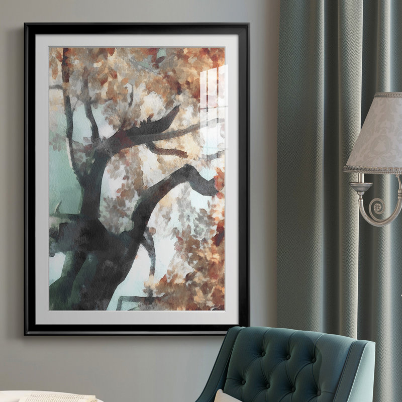 Arbre d'automne I - reproduction de cadre photo, Cadre noir, H 24,5 po x l 18,5 po x P 1 po