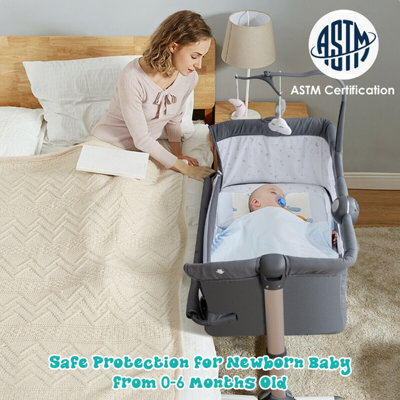 Glasscock Bedside Crib with Mattress and Stand