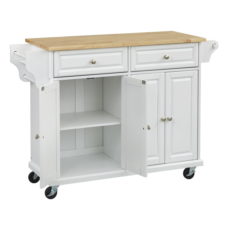 Idlewild Solid Wood Top Kitchen Cart, White