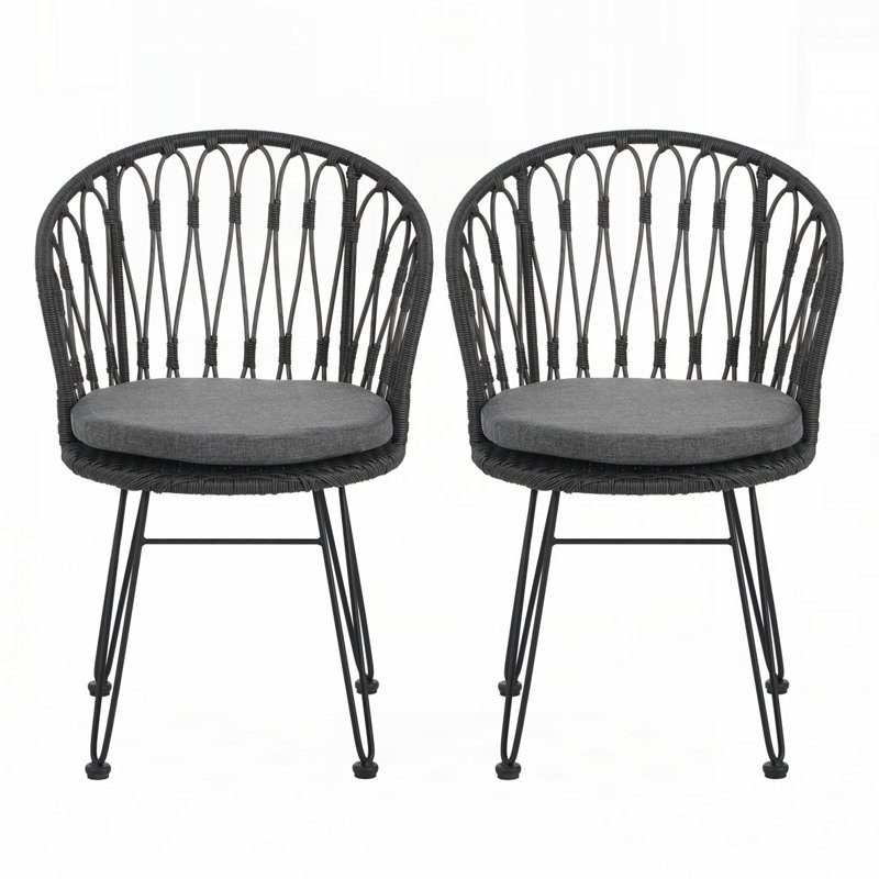 Outdoor Armless Chair, Grey/Black