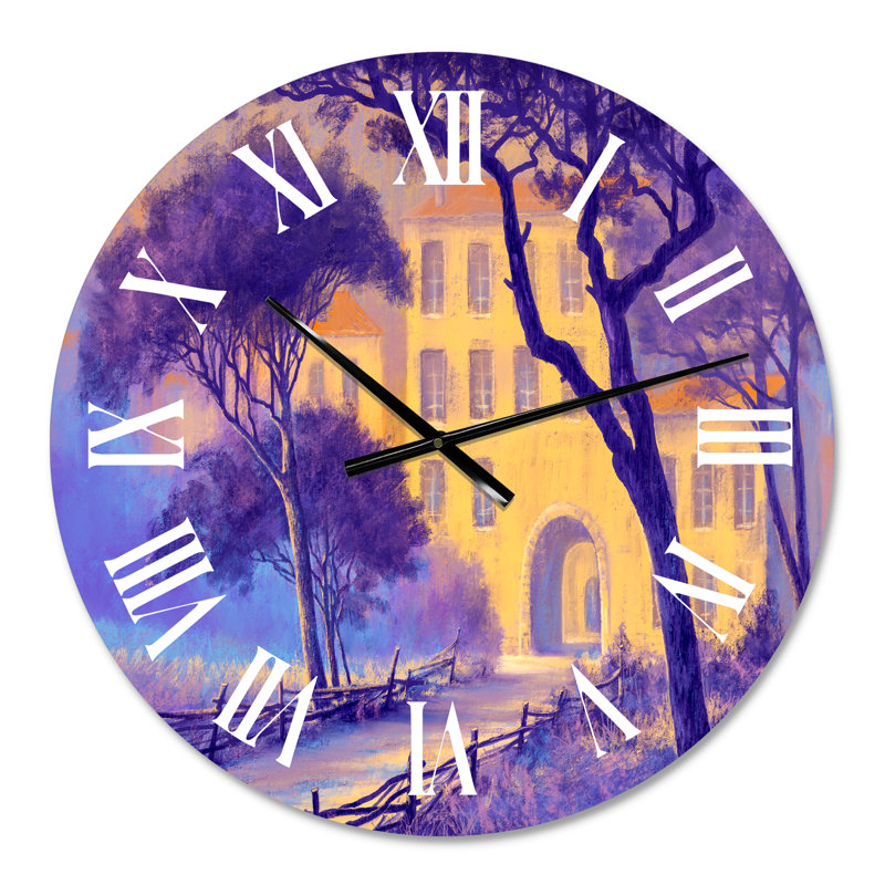 Paysage de rue sur un sentier et des arbres dans une ville - horloge murale traditionnelle, Moyen