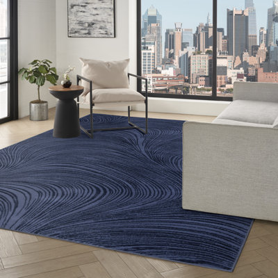 Tapis d'intérieur bleu marine 6 pi x 9 pi DCLY Central Park West
