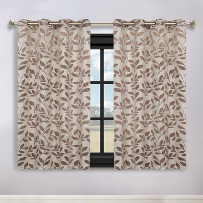 Finklea Floral Pattern Polyester Light Filtering/Room Darkening Rod Pocket Curtain Panels