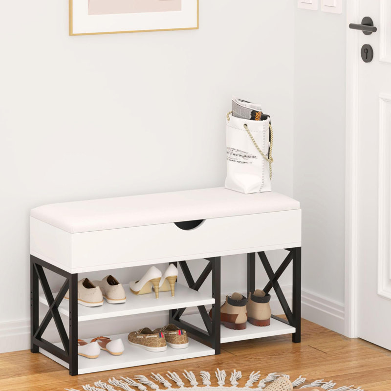 3-Tier Shoe Bench, White