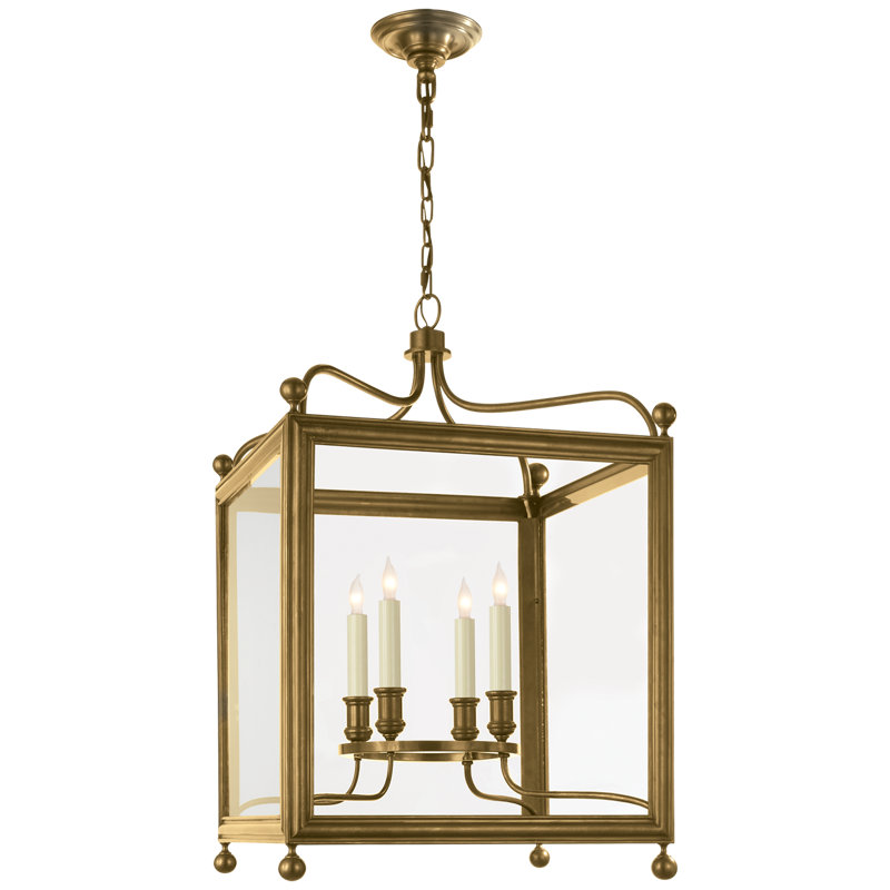 J. Randall Powers Greggory Small Lantern, 19" H x 12" W x 12" D, Hand-Rubbed Antique Brass