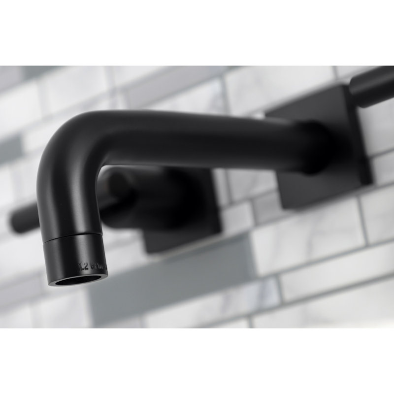 Kingston Brass Concord Two-Handle 3-Hole Wall Mount Bathroom Faucet, Matte Black, Lever