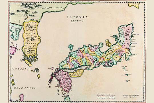 «Japon et corée» par Joan Blaeu, impression, H 28 po x l 42 po x P 1,5 po